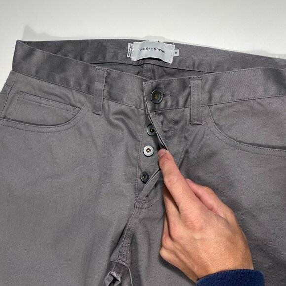 Wings + Horns Low Rise Slim Fit Chino Pants Gray men's size 30x32.5 - Picture 4 of 8